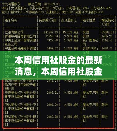 本周信用社股金動態(tài)解析與觀點闡述，最新消息深度探討