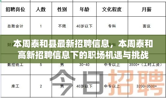 本周泰和高新招聘信息更新，職場機遇與挑戰(zhàn)揭秘