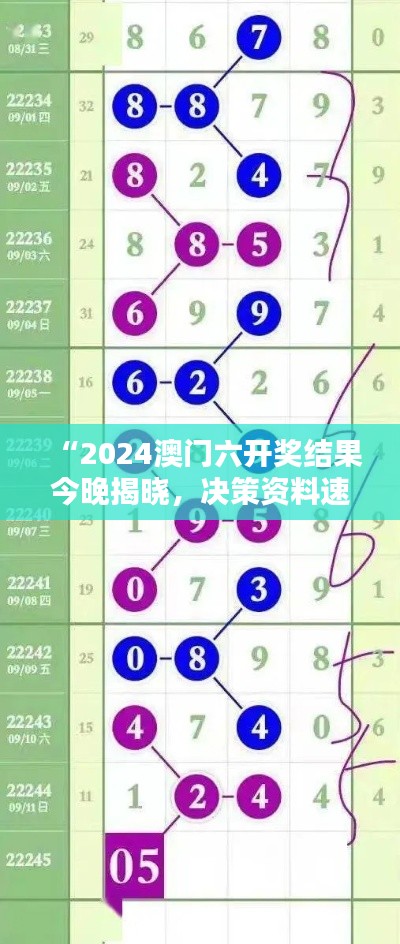 “2024澳門六開獎結(jié)果今晚揭曉，決策資料速成版XIS342.33發(fā)布”