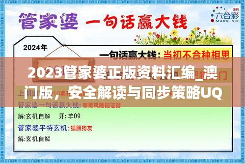 2023管家婆正版資料匯編_澳門版，安全解讀與同步策略UQJ505.33