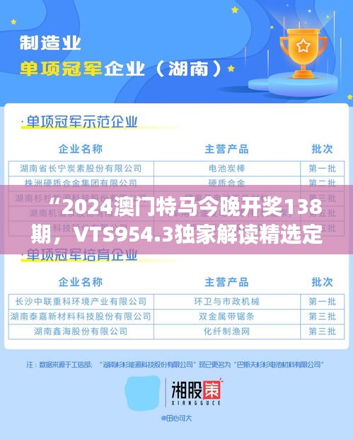 “2024澳門特馬今晚開獎(jiǎng)138期，VTS954.3獨(dú)家解讀精選定義”