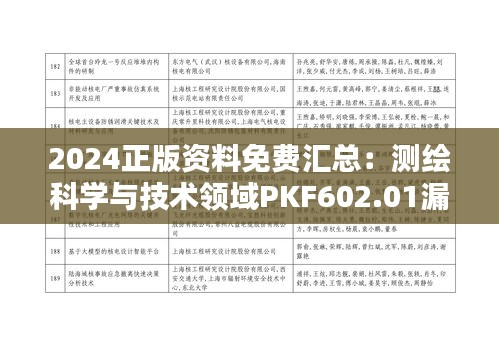 2024正版資料免費(fèi)匯總：測(cè)繪科學(xué)與技術(shù)領(lǐng)域PKF602.01漏版解析