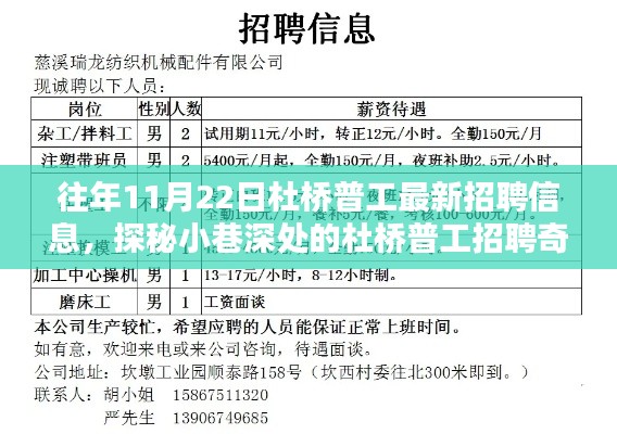 杜橋普工最新招聘信息揭秘，11月22日探秘小巷深處的招聘奇遇記