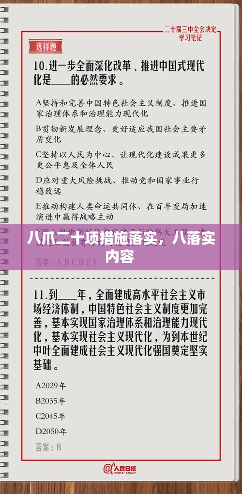 八爪二十項措施落實，八落實內(nèi)容 