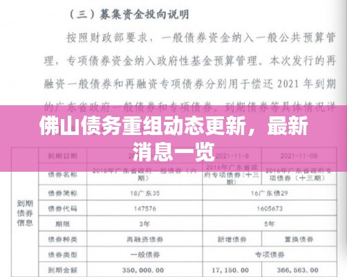 佛山債務(wù)重組動(dòng)態(tài)更新，最新消息一覽