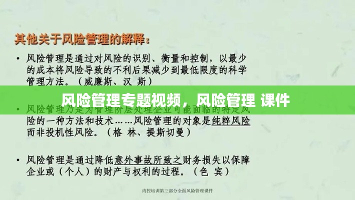 風險管理專題視頻，風險管理 課件 