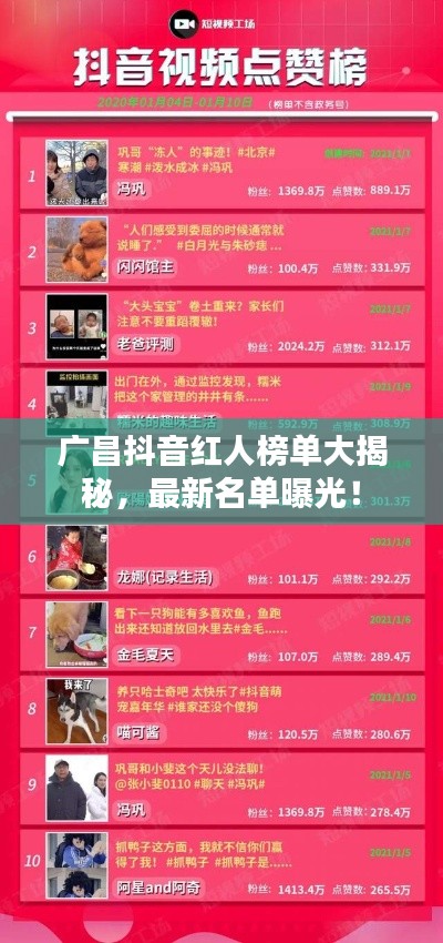廣昌抖音紅人榜單大揭秘，最新名單曝光！